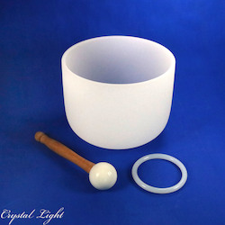 White Frosted Quartz Singing Bowls: Crystal Singing Bowl 8"
