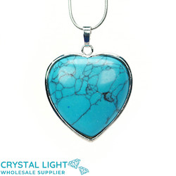 Blue Howlite Heart Pendant with Frame