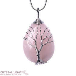 Rose Quartz Tree of life Wirewrap Pendant