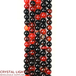 6mm Bead: Orange and Black Agate Mixed 6mm Round Beads