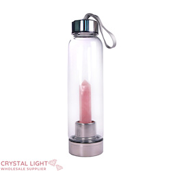 Crystal Drink Bottles: Rose Quartz Point Crystal Bottle