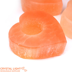Orange Selenite Heart Candle Holder