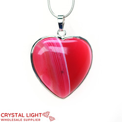 Pink Agate Heart Pendant with Frame