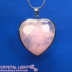Rose Quartz Heart Pendant with Frame