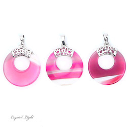 Donut Pendants: Pink Agate Donut Pendant with Bail