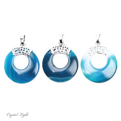 Donut Pendants: Blue Agate Donut Pendant with Bail