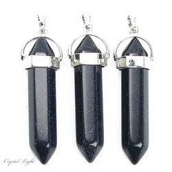 Terminated Pendant: Blue Goldstone Large Double Terminated Pendant