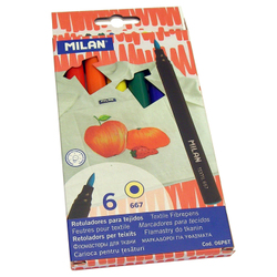 Textile Paint/Markers: Milan Textile Fibrepens Set of 6