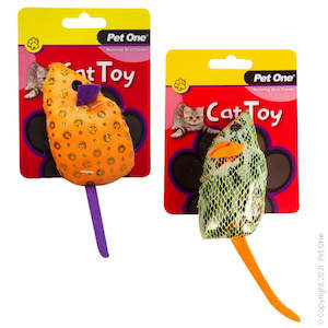 Cats: Pet One Cat Toy - Plush Shiny Mouse Assorted 11cm