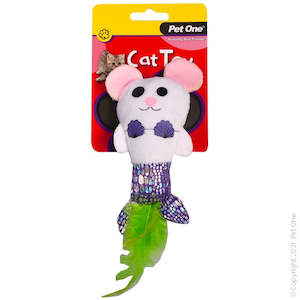 Cats: Pet One Cat Toy - Plush MerMouse With Feather 14cm