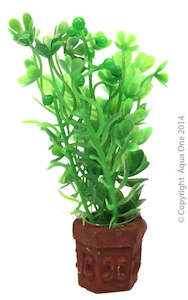 Plastic Silk Plants: Aqua One Ornament - Betta Pot Plant Mixed Green Plants 10cm