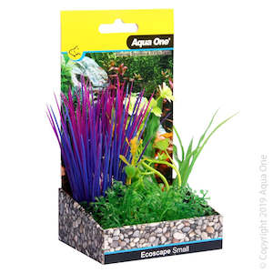 Plastic Silk Plants: AQUA ONE ECOSCAPE SMALL PURPLE BLYXA