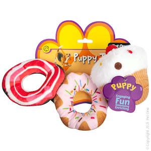 Dog Toys: Puppy Toy - Plush Sweets 3pcs Set