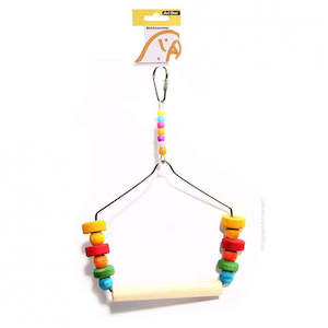 Bird Toys: Bird Swing With Coloured Wooden Blocks - Natural