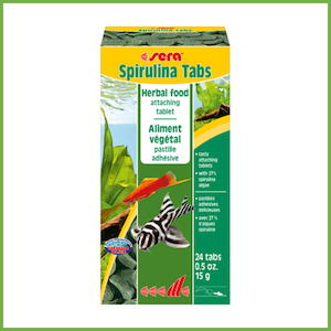 Goldfish Food: Sera Spirulina Tabs 24 Tablets. Sticks to Glass