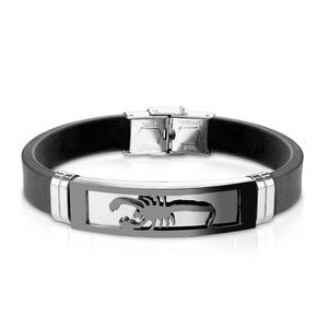 Bracelets: Scorpion Embossed Bracelet - Black