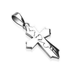 Pendants: 2 Piece Cross Pendant 316L Surgical Steel