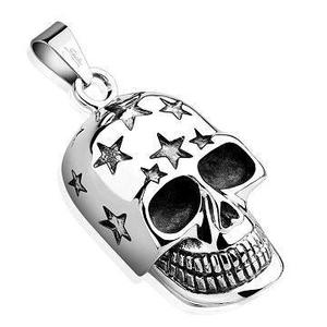 Pendants: Skull with Carved Stars Stainless Steel Pendant