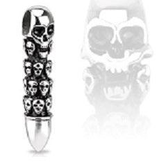 Death Skull Bullet Stainless Steel Pendant