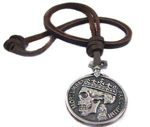 Vintage Skull Leather Necklace