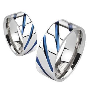 BLUE STRIPE 8mm MENS TITANIUM RING