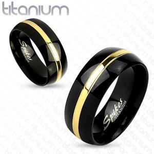 GOLD LINE 8mm MEN'S TITANIUM WEDDING RING