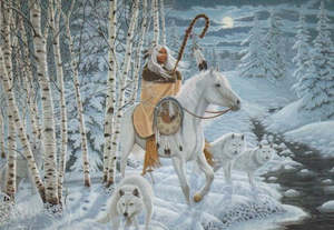 Winter Wolf Shaman Greeting Card - Clearance Stuff