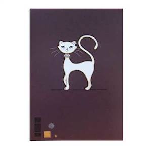 Greeting Card Bug Art White Cat