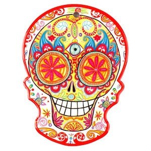 Ceramic Day of the Dead Skull - Red Design