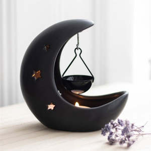 Black Crescent Moon Oil Burner