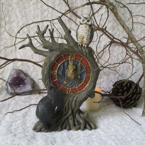 Cat and Owl Clock Ornament - Preloved