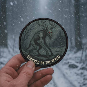 Usa Hiking Patches: “Starved by the Wyld” Wendigo Patch – Horror Cryptid Blizzard Survival Iron-On Patch | Cold Weather Forest Emblem for Jackets, Backpacks & Gear (3-Inch)