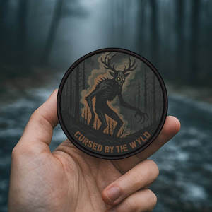 Usa Hiking Patches: WYLD CURSE – Wendigo Iron-On Patch | Horror Forest Cryptid Emblem for Backpacks & Jackets (3-Inch)