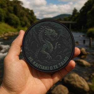 Cryptid Patches Iron On: Taniwha Guardian Patch – 3″ Māori Mythology Iron-On Badge for Spirit Watchers & Cryptid Fans