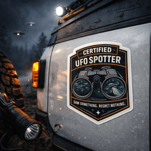 UFO Sticker - Certified UFO Spotter Funny Vinyl Decal for Water Bottles & Gear