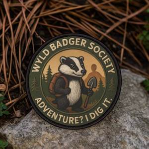 Accessories: Funny Hiking Patch - Badger Society Iron-On Badge for Backpacks & Jackets