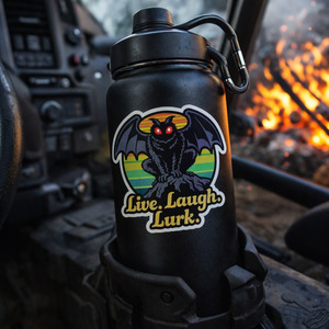 Paper: Mothman Sticker “Live Laugh Lurk” - Retro Cryptid Decal for Water Bottles, Laptops & Gear