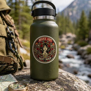 Make Art Not War Sticker - Retro Protest Vinyl Sticker for Laptops & Water Bottles