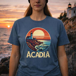 Acadia National Park Shirt | Bass Harbor Lighthouse Hiking Tee