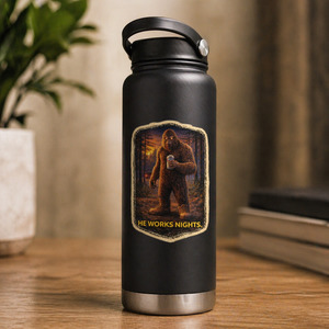 Outdoor Stickers: Funny Bigfoot Sticker - Sasquatch Hiking Vinyl Decal