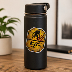 Cryptid Stickers Urban Legend Decals: Dogman Crossing Warning Sign Sticker - Cryptid Horror Vinyl Decal