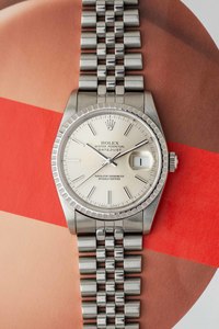 Rolex: Rolex Datejust Ref. 16220 'Silver Stick' Dial 1989 w/ Box & Papers