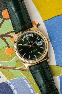 Rolex: Rolex Day-Date Ref. 118138 'Green' Dial 2015 w/ Box & Papers