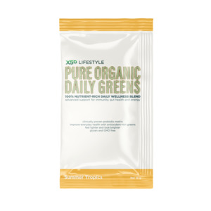 Dailys Range: X50 DAILY ORGANIC GREENS SINGLE SERVE SUMMER TROPICS