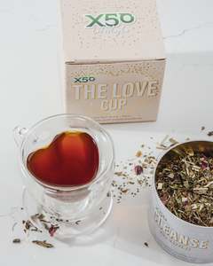 Winter Wellness Range: X50 Love Heart Double Wall Glass Tea Cup - 150ml
