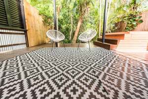 Best Selling: Outdoor Rug - Diamond Black and Grey Square