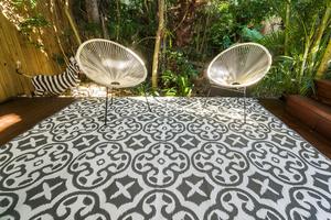 2 Person Tent: Outdoor Rug - Lisboa Grey And White