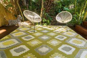 Outdoor Rug - Positano Yellow White And Grey