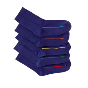 Seamless Feel Classic Socks with Guiding Line in Blue(Pack of 5)