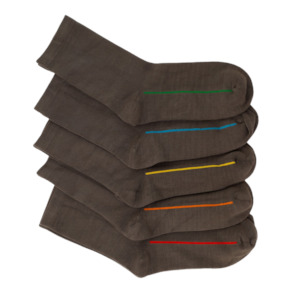 Seamless Feel Classic Socks with Guiding Line Grey (Pack of 5)